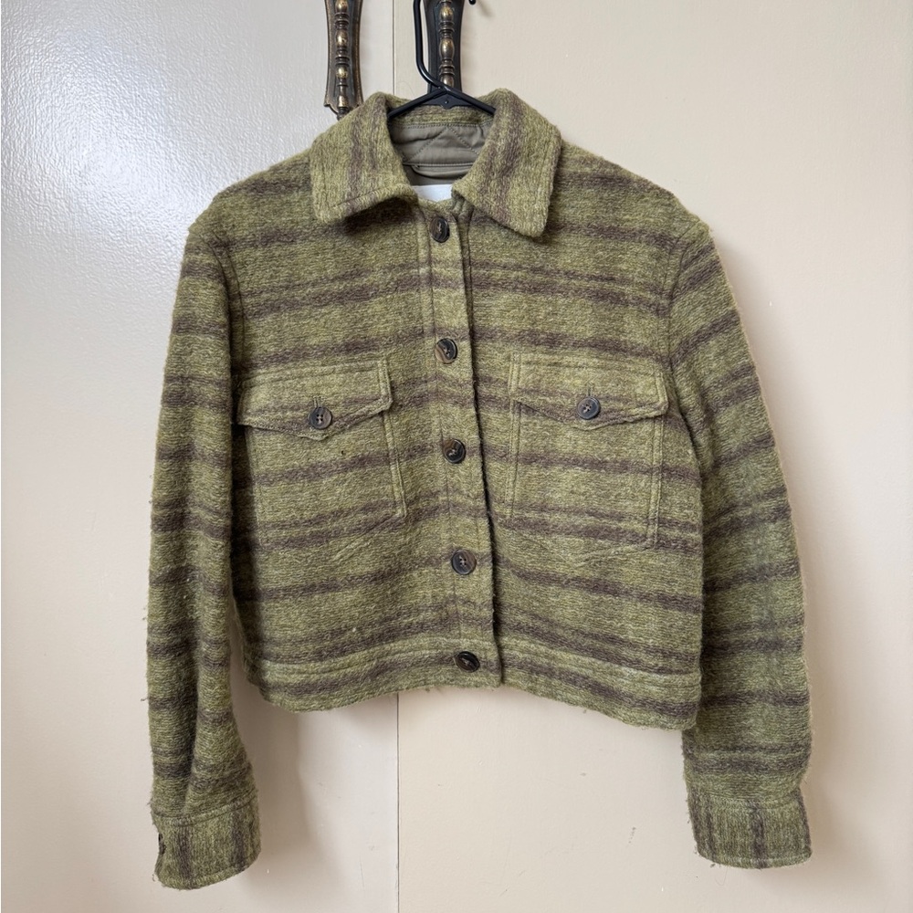 Aritzia Green Striped Utility Jacket